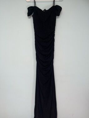 Windsor Black Sparkle Off-Shoulder Maxi Dress
